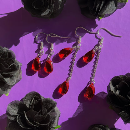 Blood Drop Bead Earrings