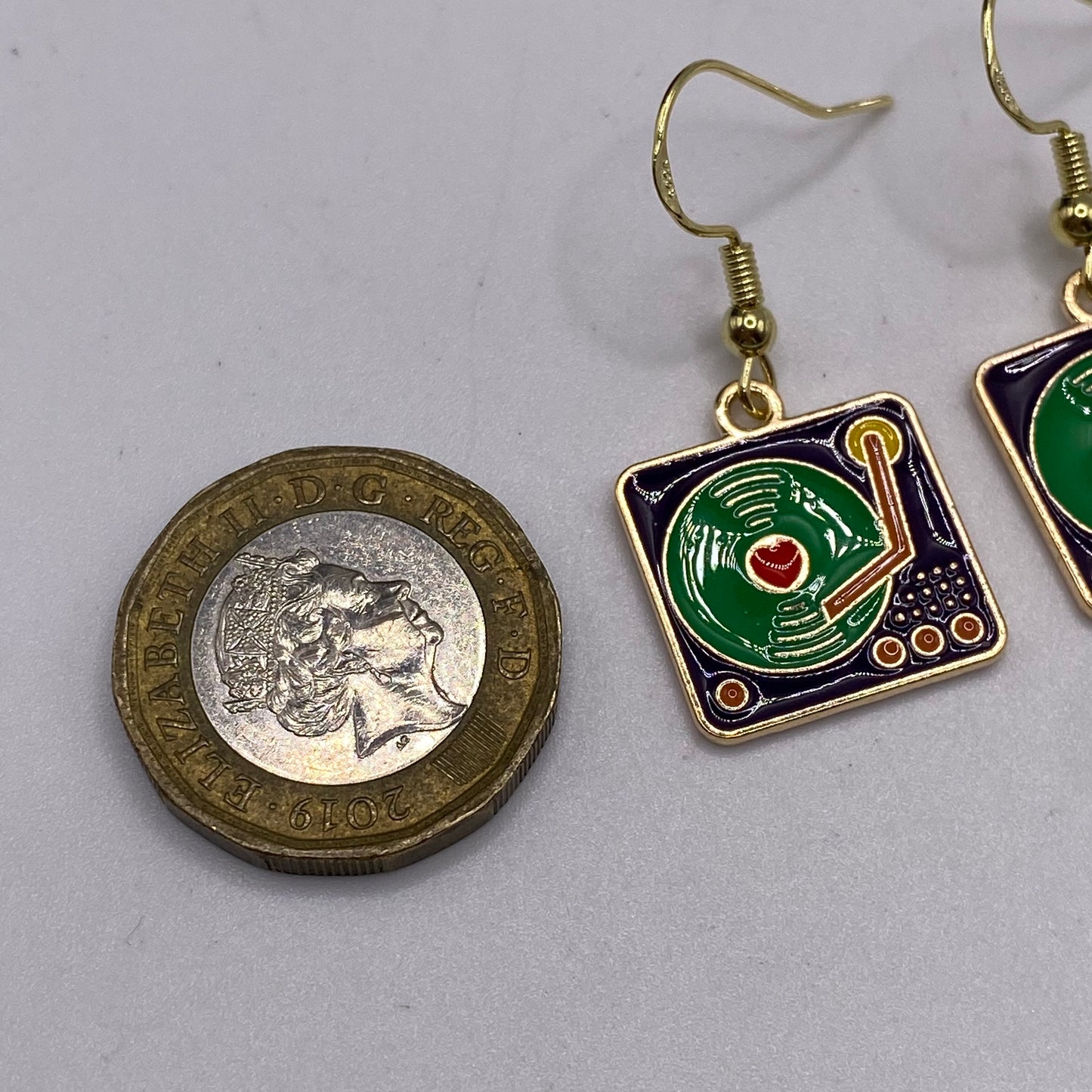 Gold Vinyl Record Player Earrings