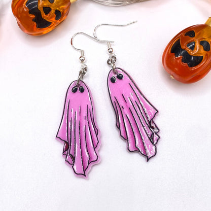 Pink Ghost Costume Earrings