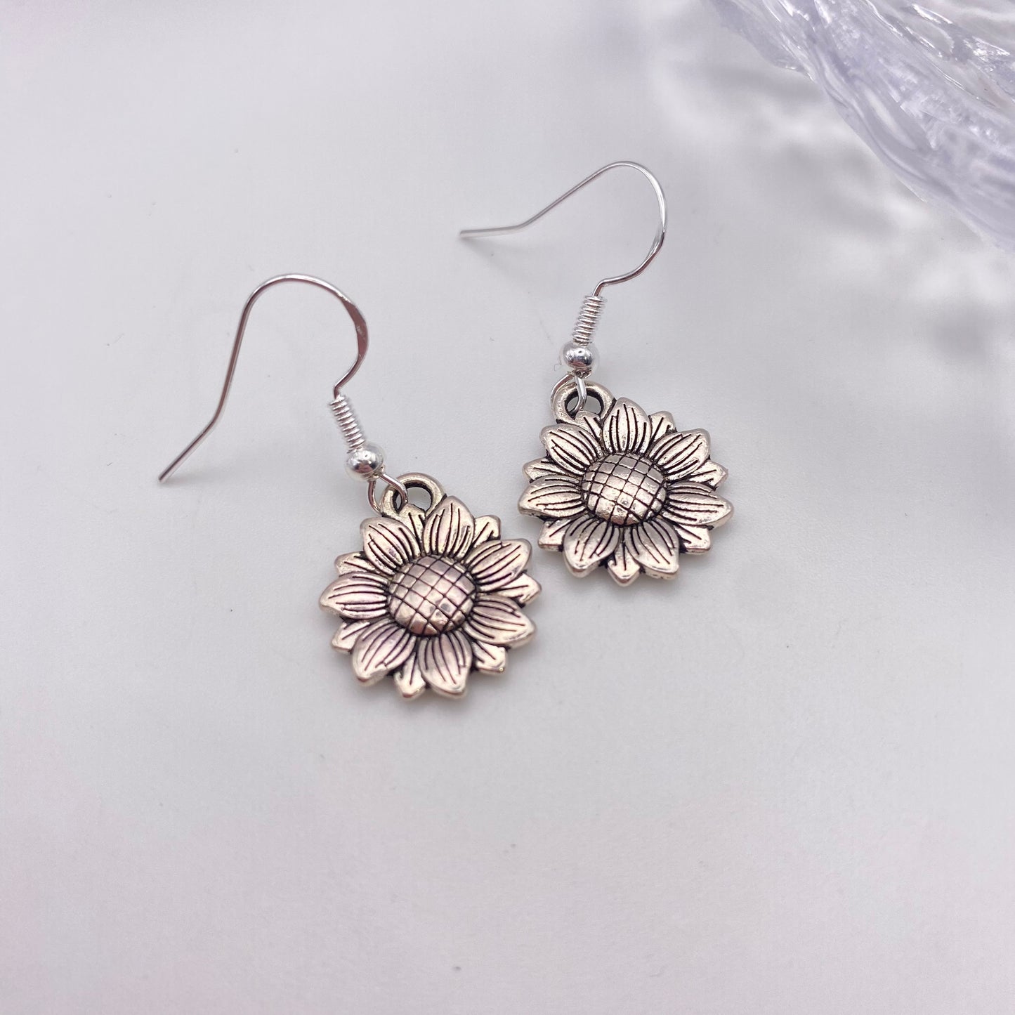 Silver Sunflower Earrings