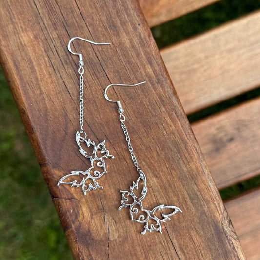 Butterfly Flame Heart Drop Earrings