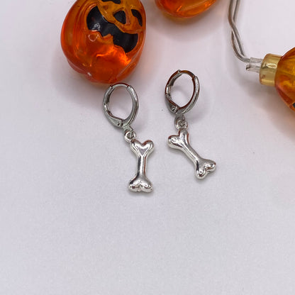 Small Bone Huggie Hoop Earrings