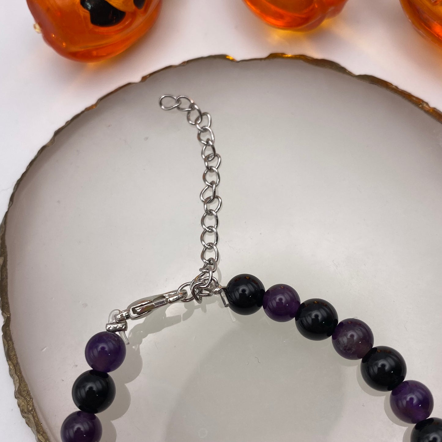 Round Purple and Black Crystal Bracelet