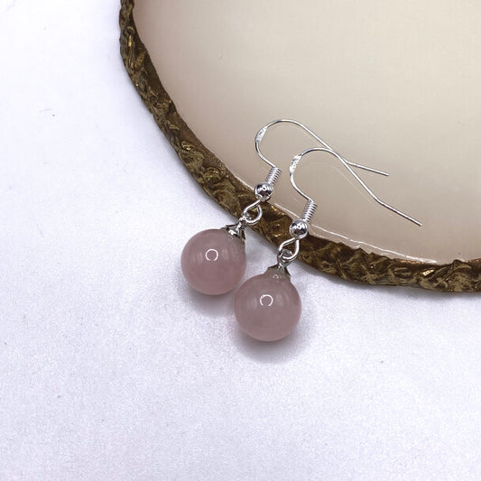 Rose Quartz Ball Earrings