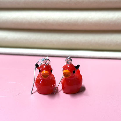 One Horned Devil Duck Earrings