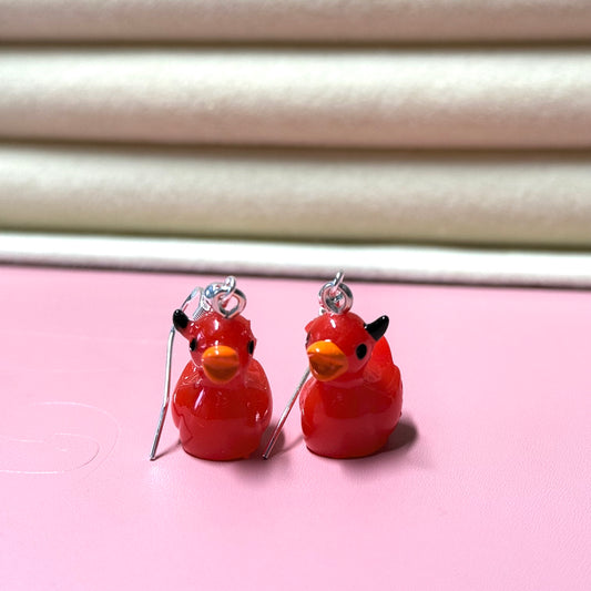One Horned Devil Duck Earrings
