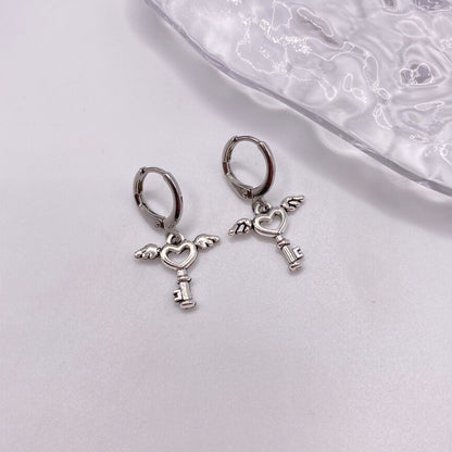 Flying Key Huggie Hoop Earrings