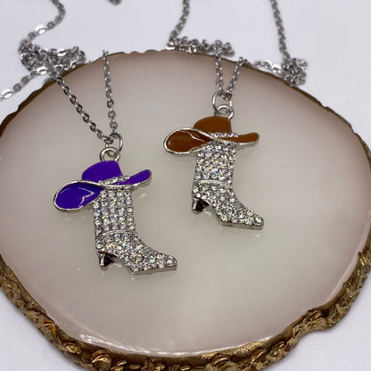 Disco Cowboy Boot Hat Necklace