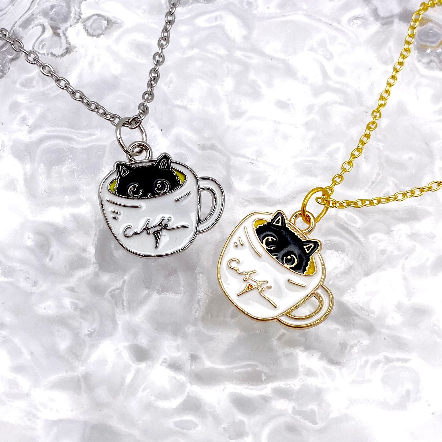 Cat In A Coffee Cup Necklace