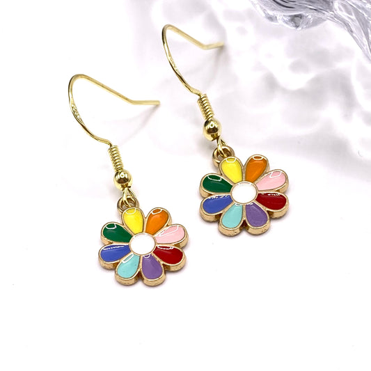 Rainbow Flower Earrings