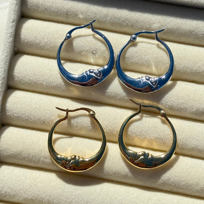 Moon Face Hoop Earrings
