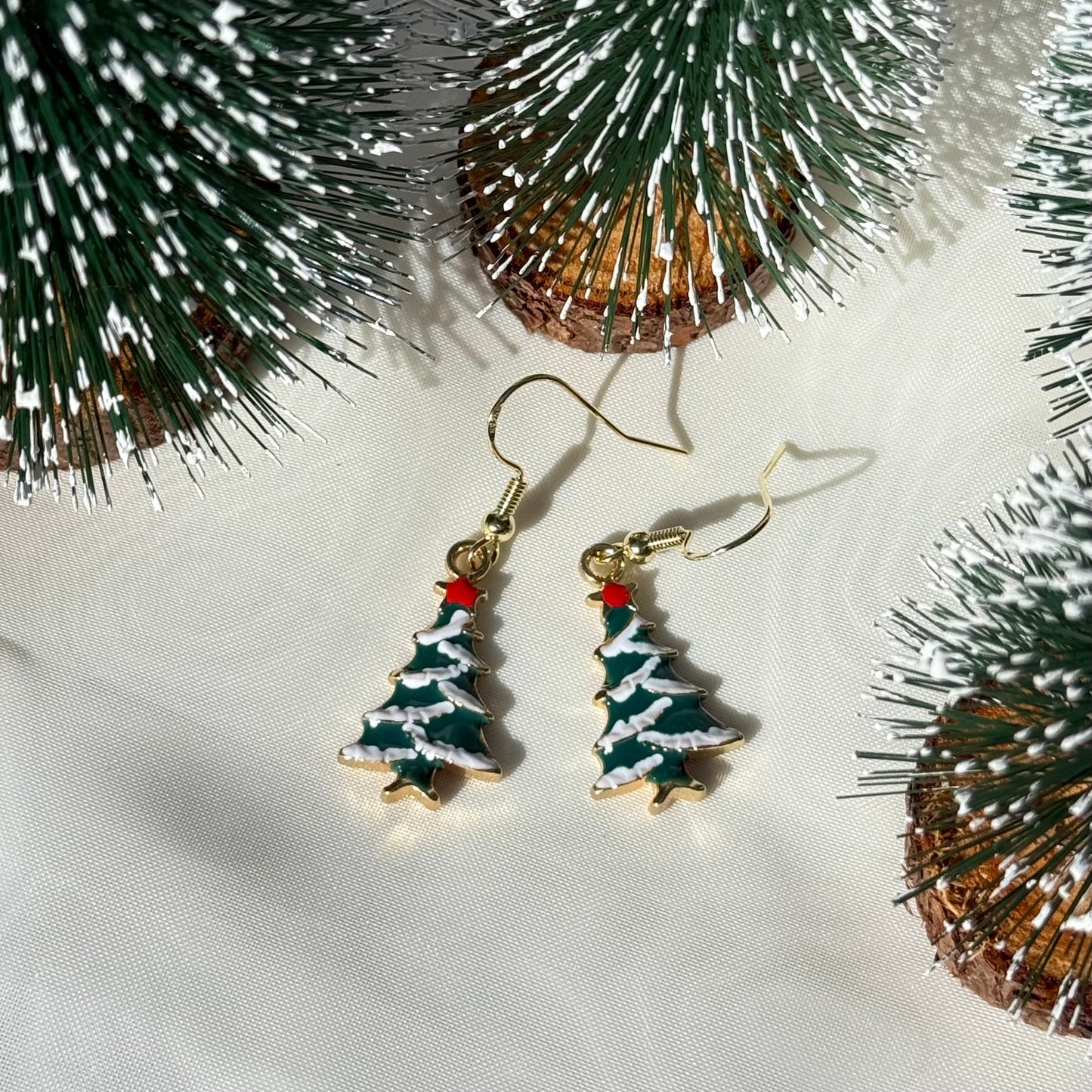 Green Christmas Tree Earrings