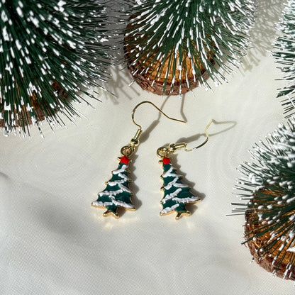 Green Christmas Tree Earrings