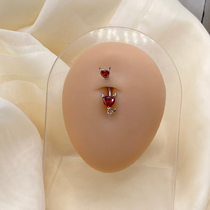 Devil Red Heart Belly Bar Piercing