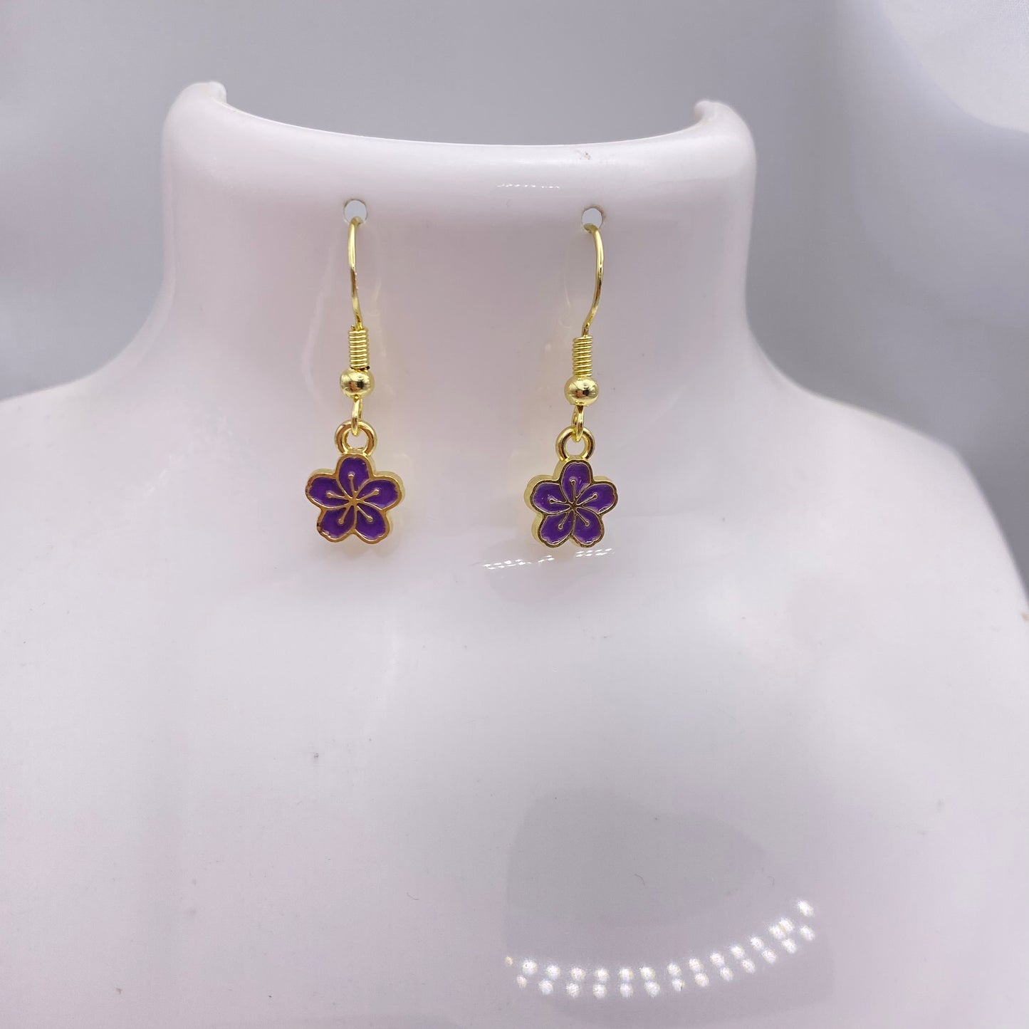 Purple Violet Flower Earrings
