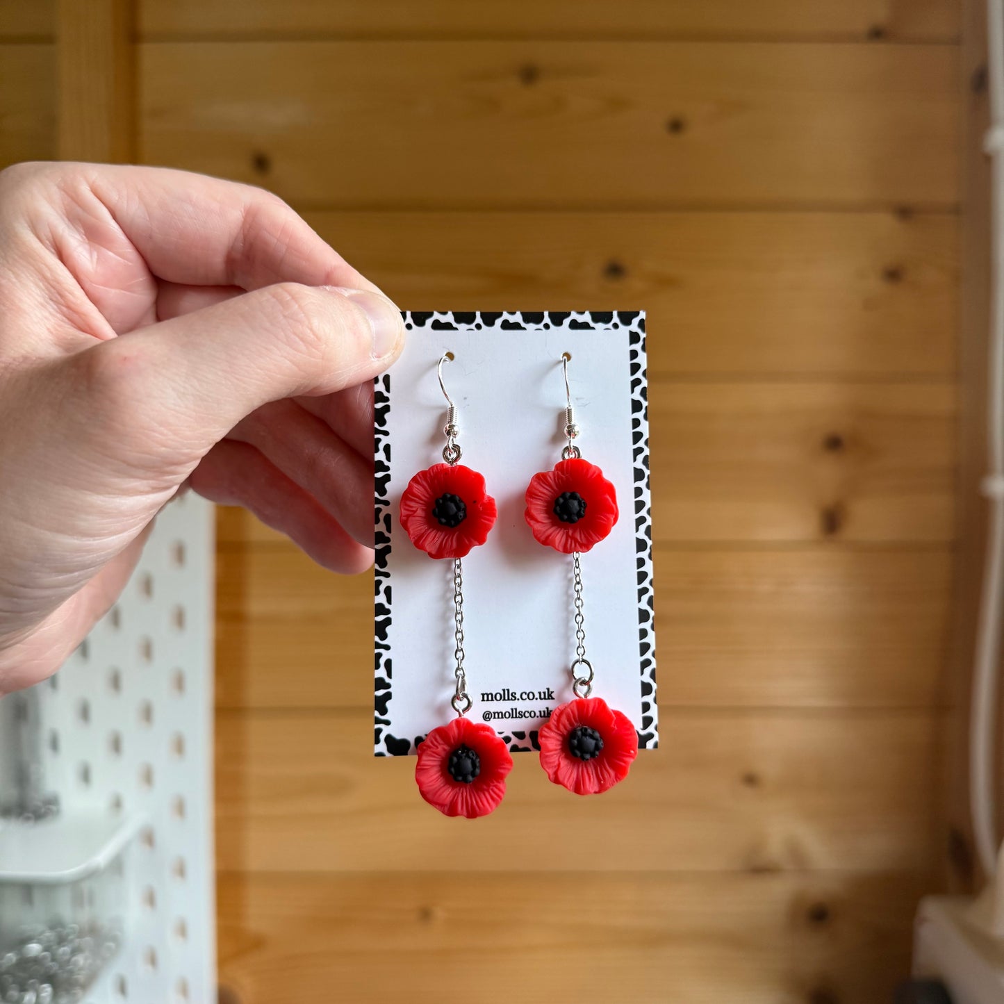 Dangly Poppy Flower Earrings