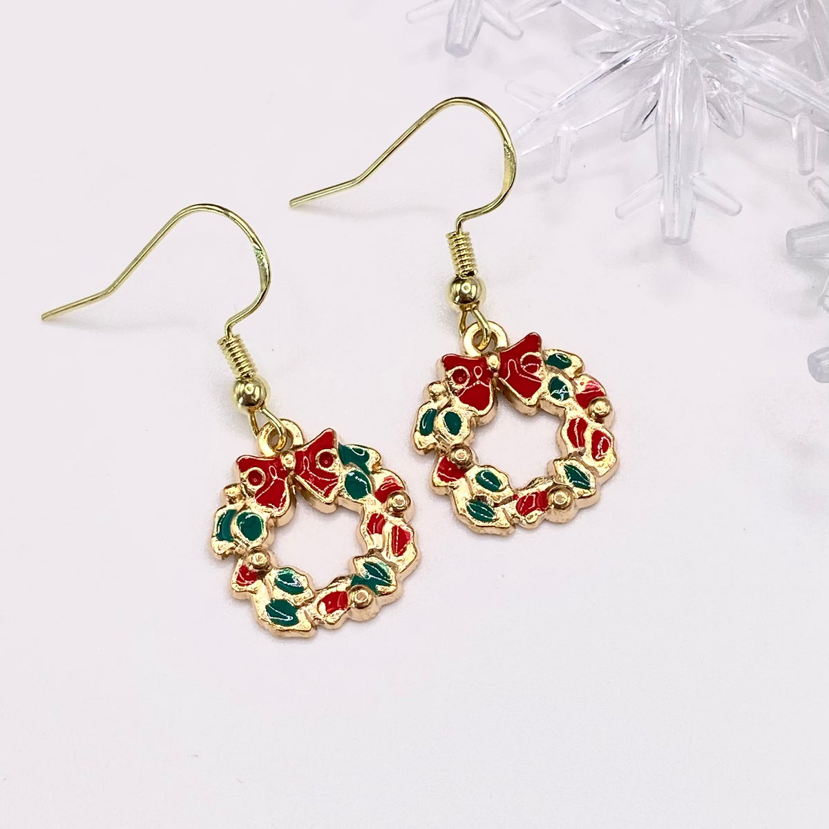 Colourful Gold Wreath Earrings