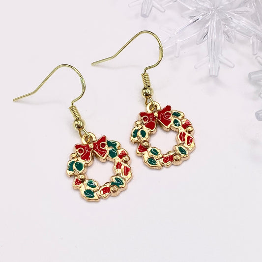 Colourful Gold Wreath Earrings