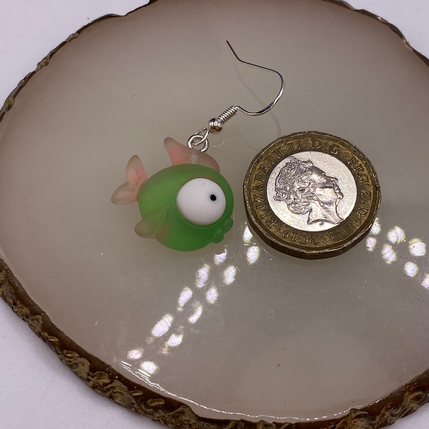 Green Big Eye Fish Earrings