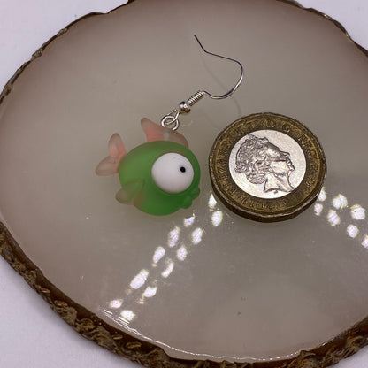 Green Big Eye Fish Earrings