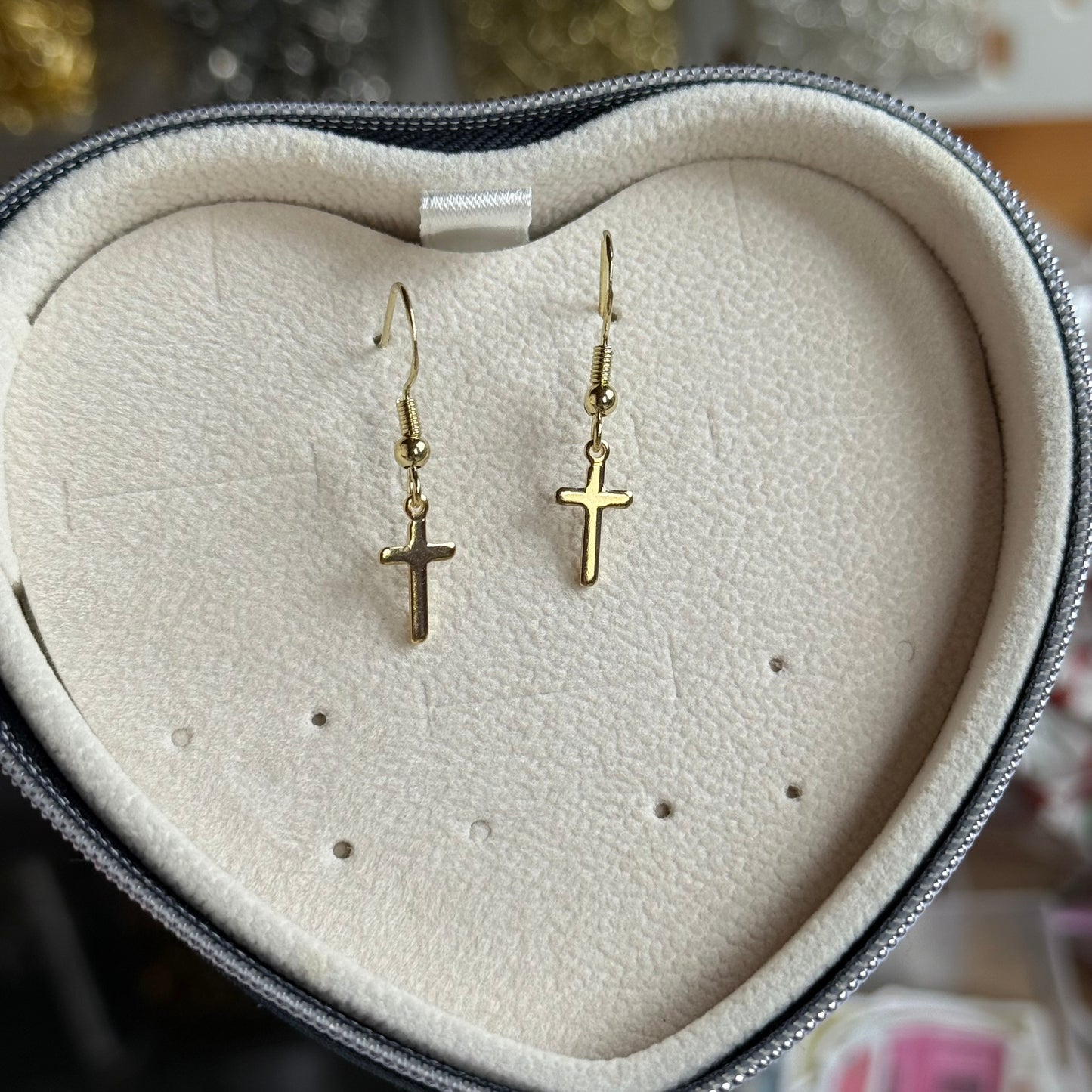 Small Gold Cross Earrings