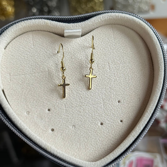 Small Gold Cross Earrings