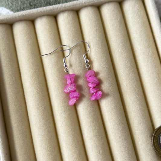 Pink Chip Crystal Earrings