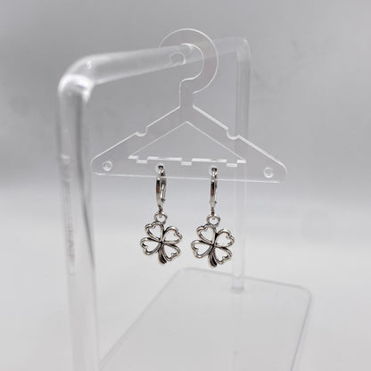 Heart Four Leaf Clover Huggie Hoop Earrings