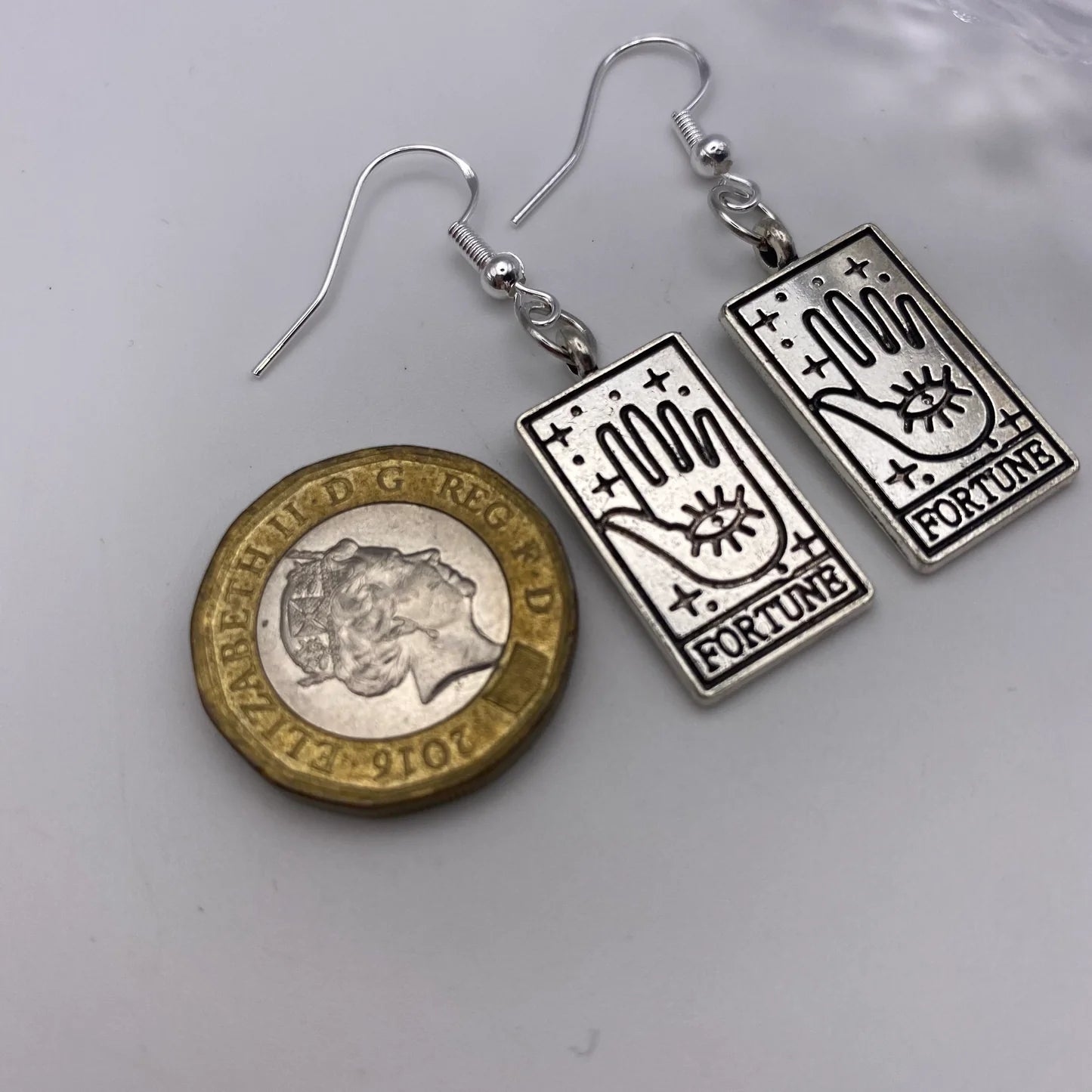 Silver Tarot Card Earrings