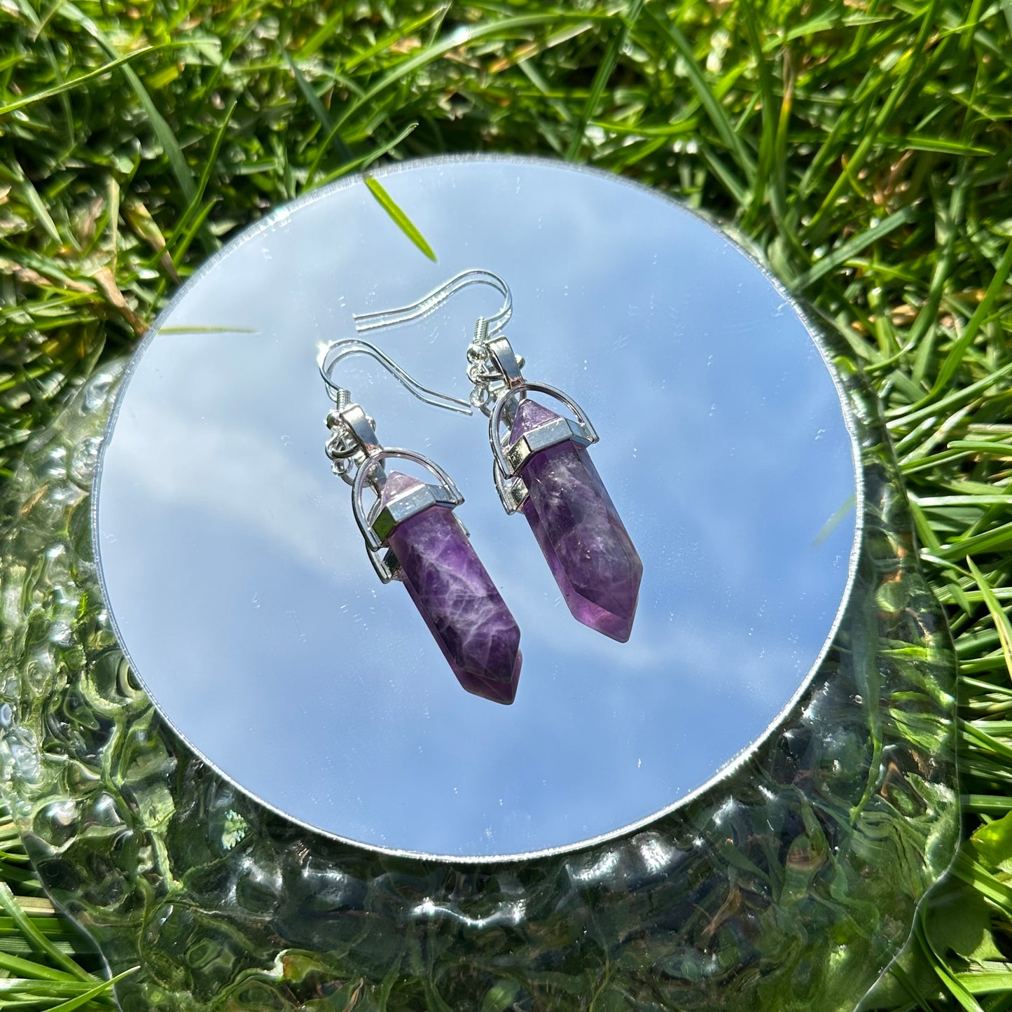 Amethyst Crystal Pendant Earrings