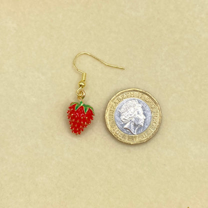 Gold Strawberry Earrings
