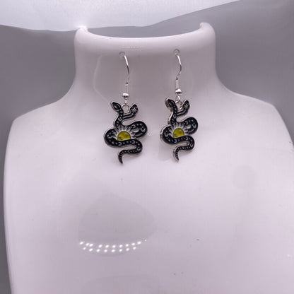 Black Double Snakes Earrings