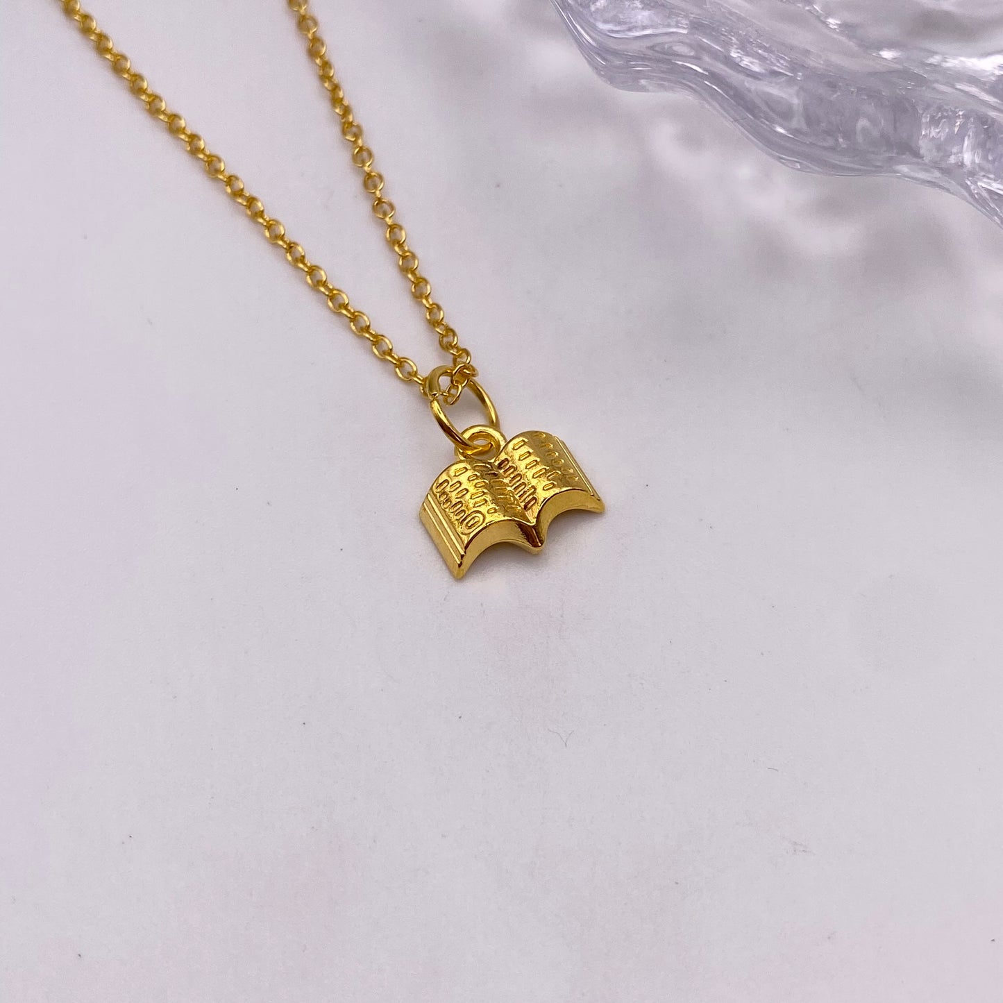 Gold Small Book Necklace