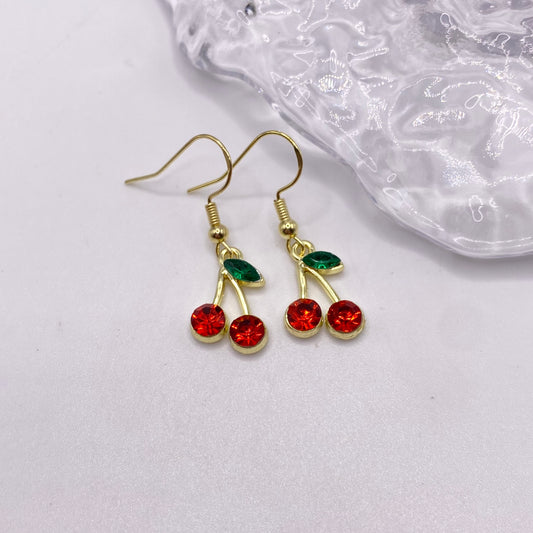 Gold Cherry Earrings