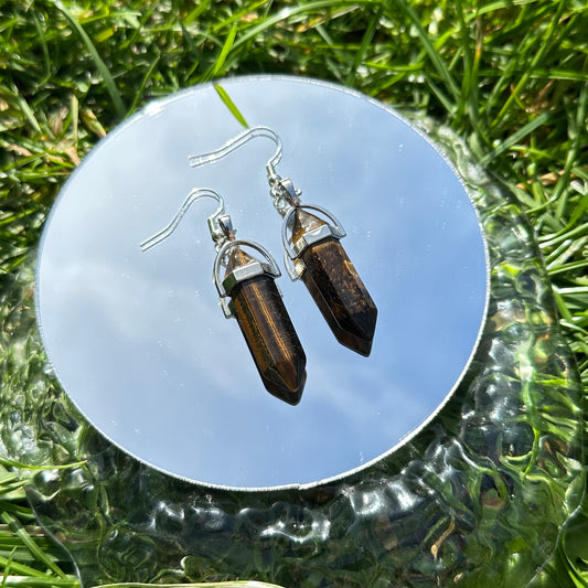 Tiger’s Eye Crystal Pendant Earrings