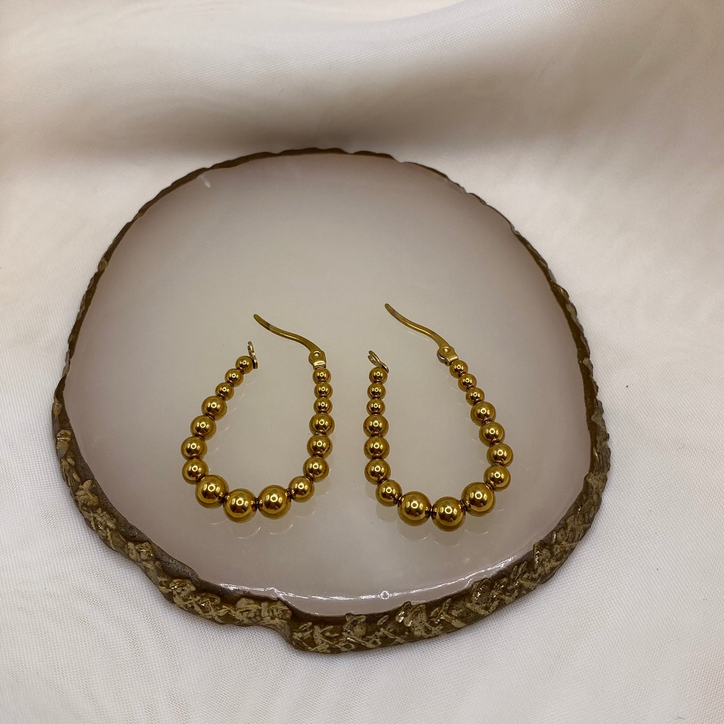 Gold Pearl Surround Hoop Earrings