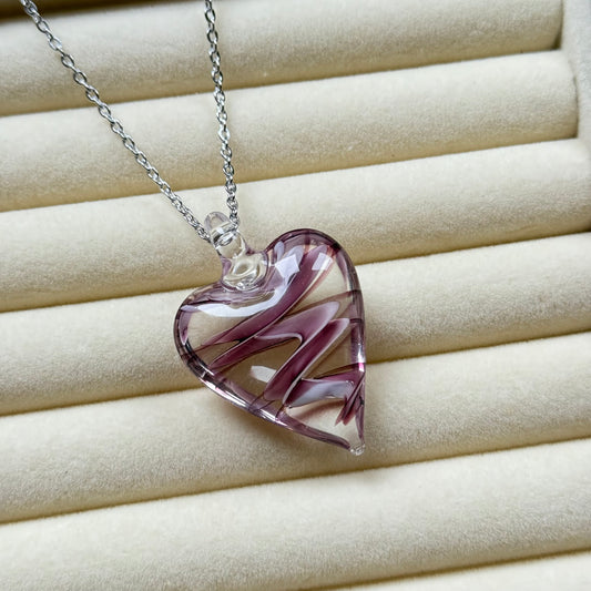 Purple Glass Heart Necklace