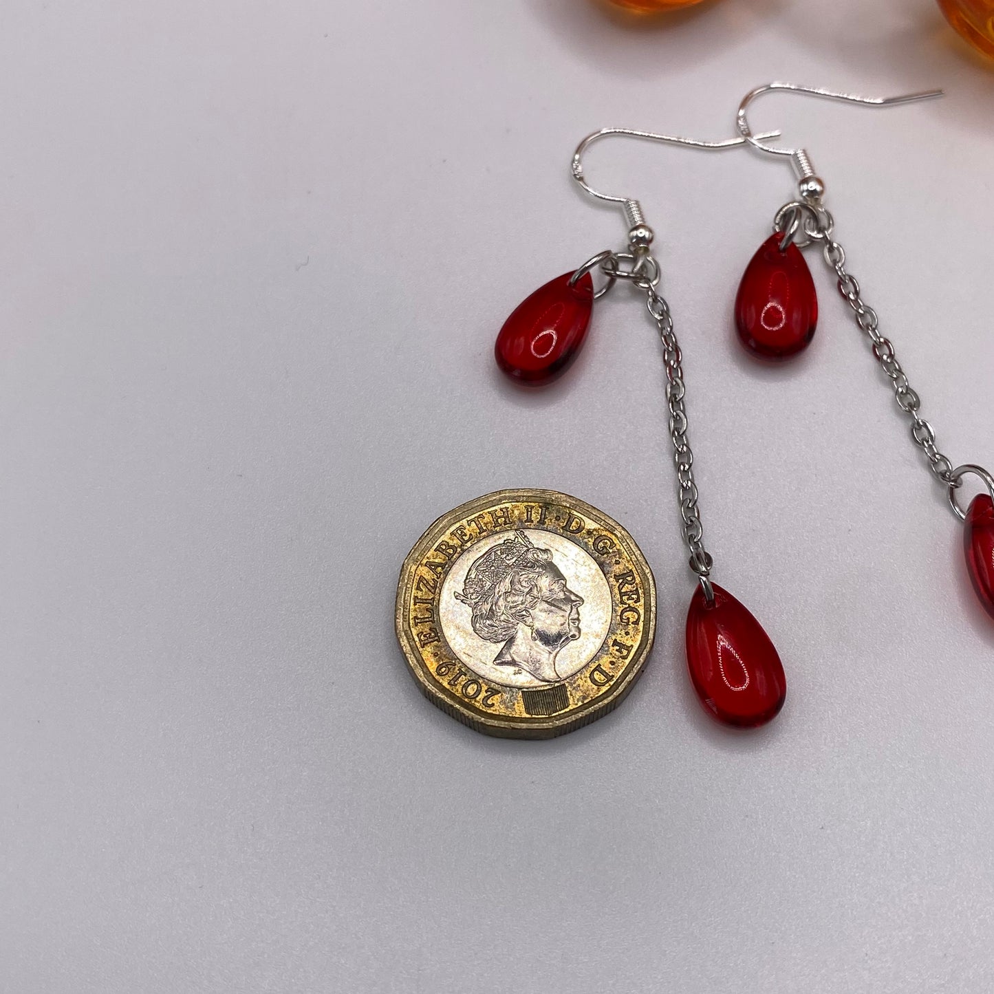 Blood Drop Bead Earrings