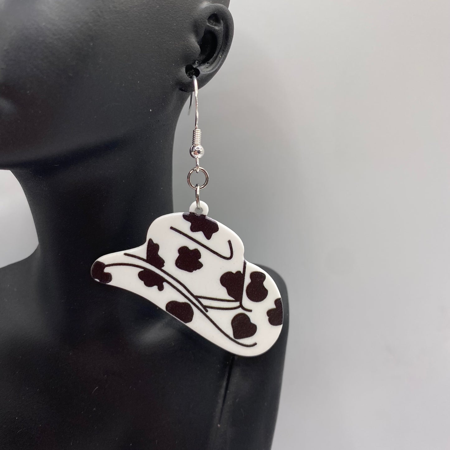 Cowprint Cowboy Hat Earrings