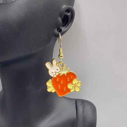 Strawberry Bunny Rabbit Earrings