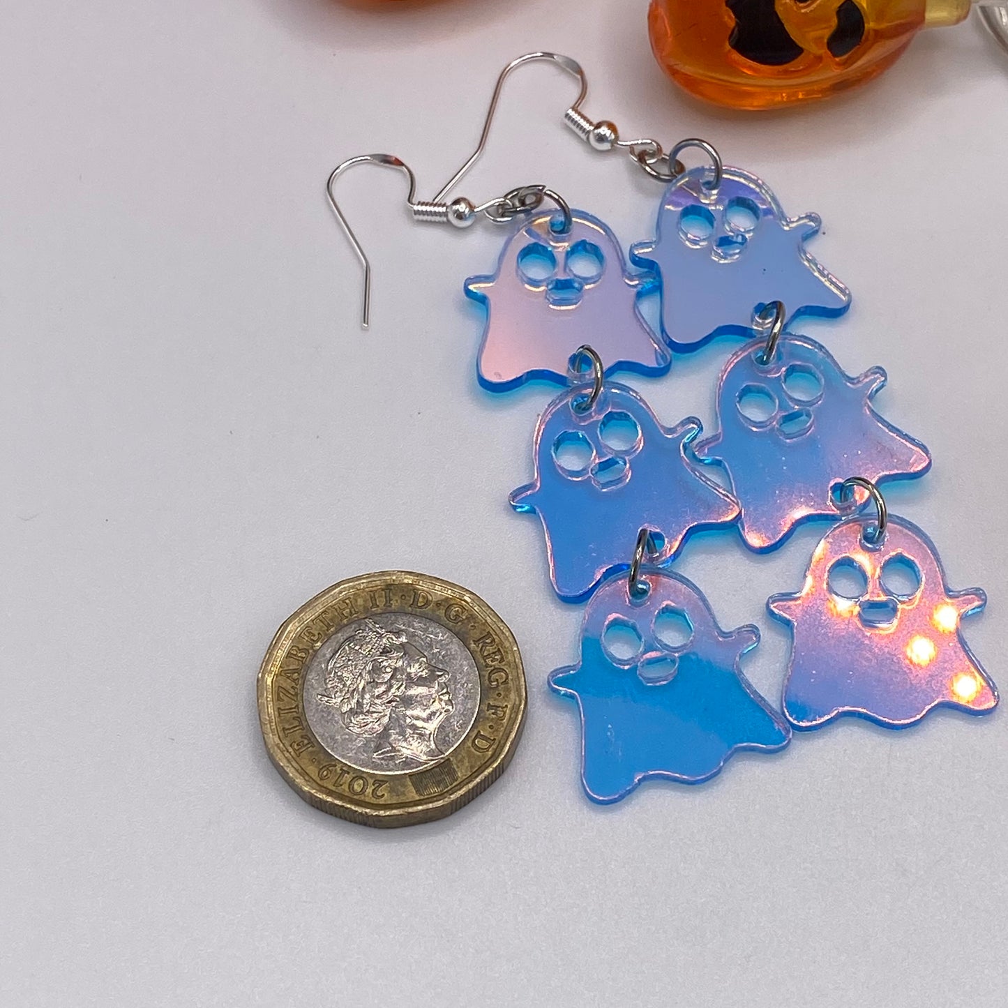 Triple Ghost Drop Iridescent Earrings