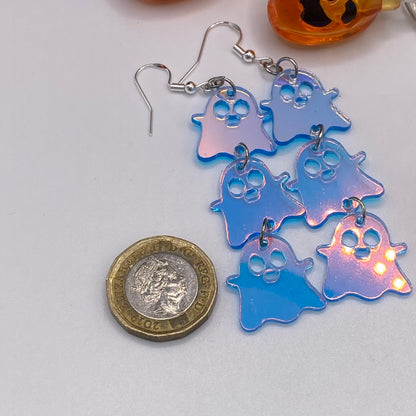 Triple Ghost Drop Iridescent Earrings