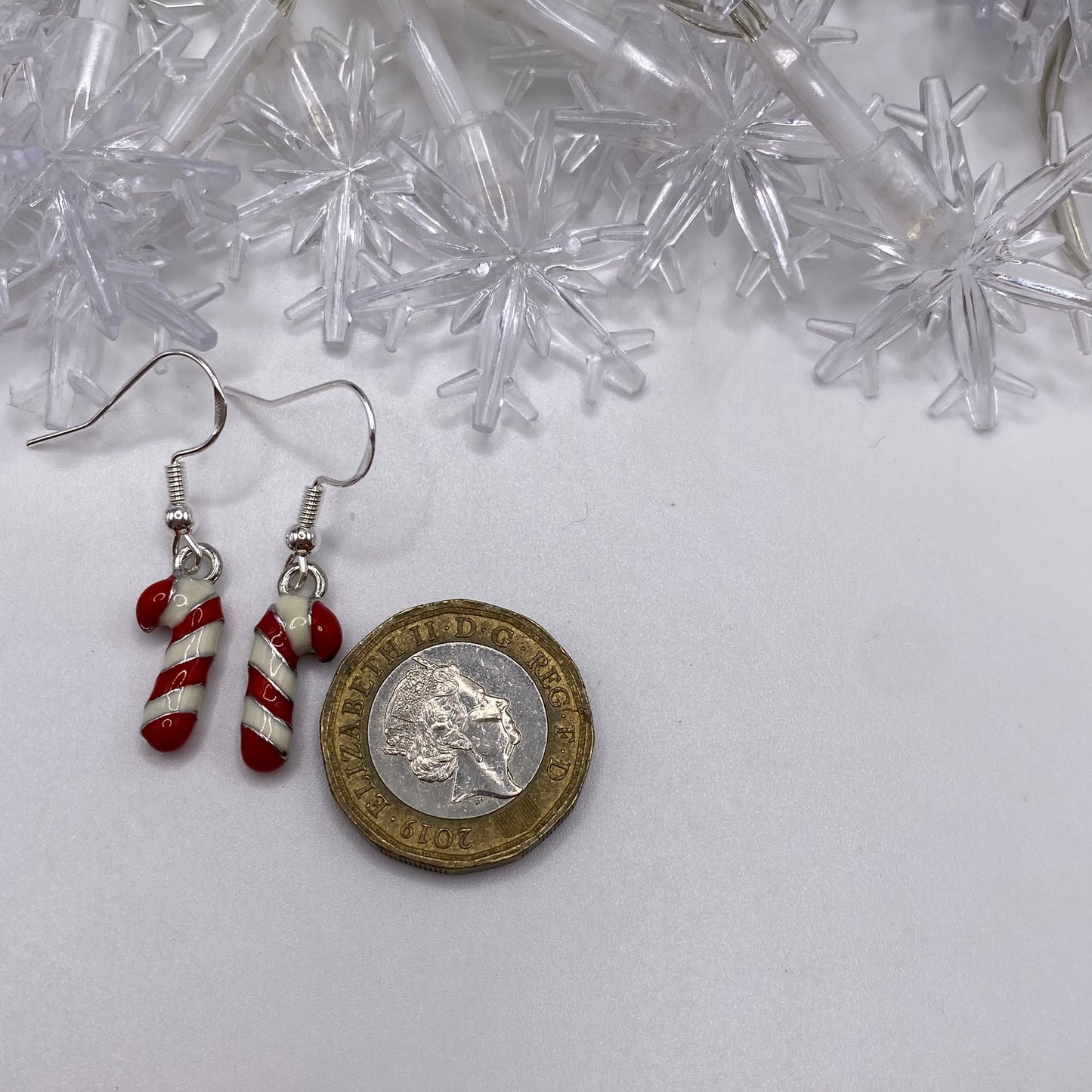 Small Red and White Candy Cane Earrings