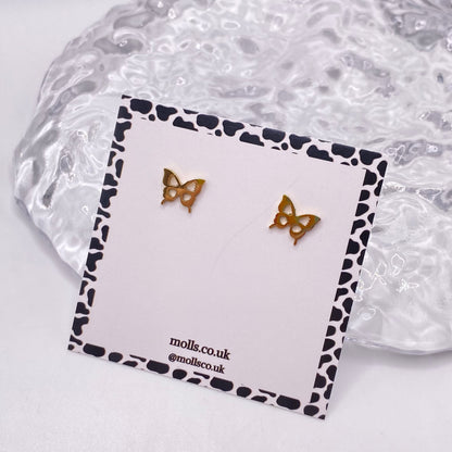 Gold Butterfly Stud Earrings