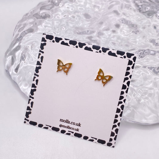 Gold Butterfly Stud Earrings