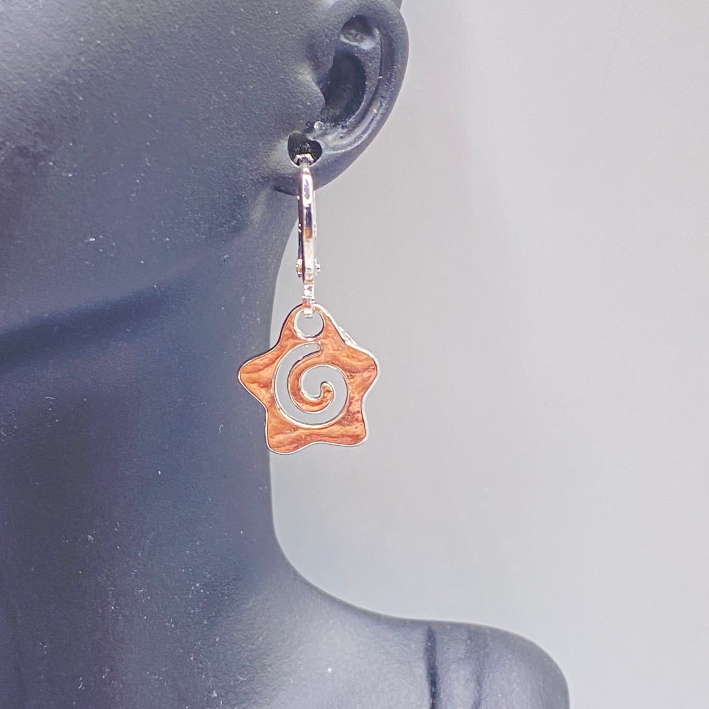 Small Star Rebirth Symbol Swirl Huggie Hoop Earrings