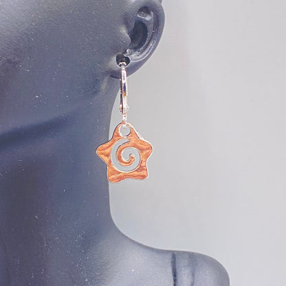 Small Star Rebirth Symbol Swirl Huggie Hoop Earrings