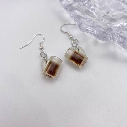 Brown Pint Beer Glass Earrings