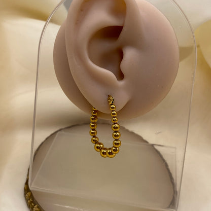 Gold Pearl Surround Hoop Earrings