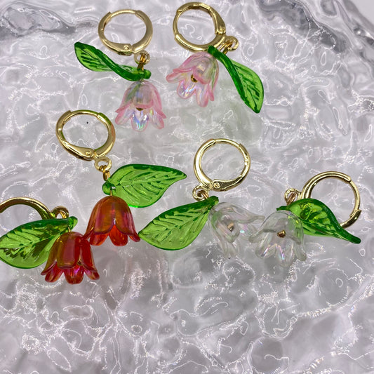 Colourful Flower Tulip Huggie Hoop Earrings